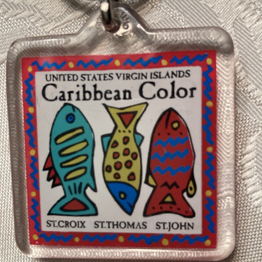 NWOT US VIRGIN islands key chain shows fish from St. Croix, Thomas, John. $10